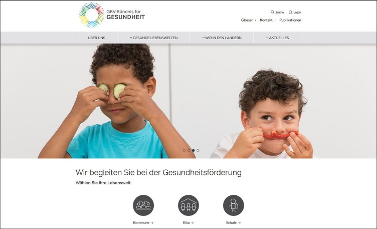 Screenshot der STartseite des Portals des GKV-Bündnisses für Gesundheit