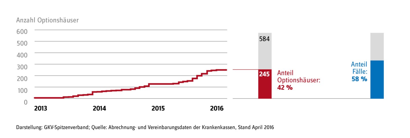 Entwicklung der Anzahl der Optionshäuser von 2013 bis 2016